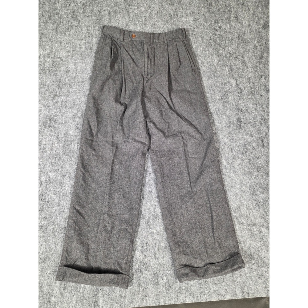 Mens Pants Pleated 31x30 Gray Wool Cuffed Trousers Vintage Abercrombie Fitch
